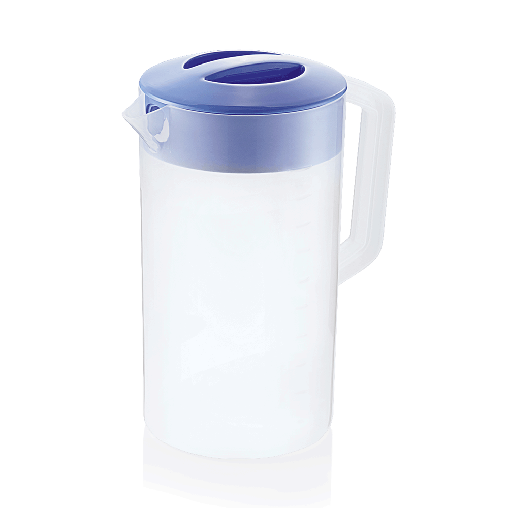 WAS Kanne mit blauem Deckel, 2,5 ltr., Skalierung 250 ml, Polypropylen