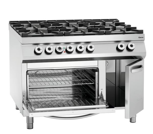 Bartscher 6 Flammen Gasherd mit Elektroback-