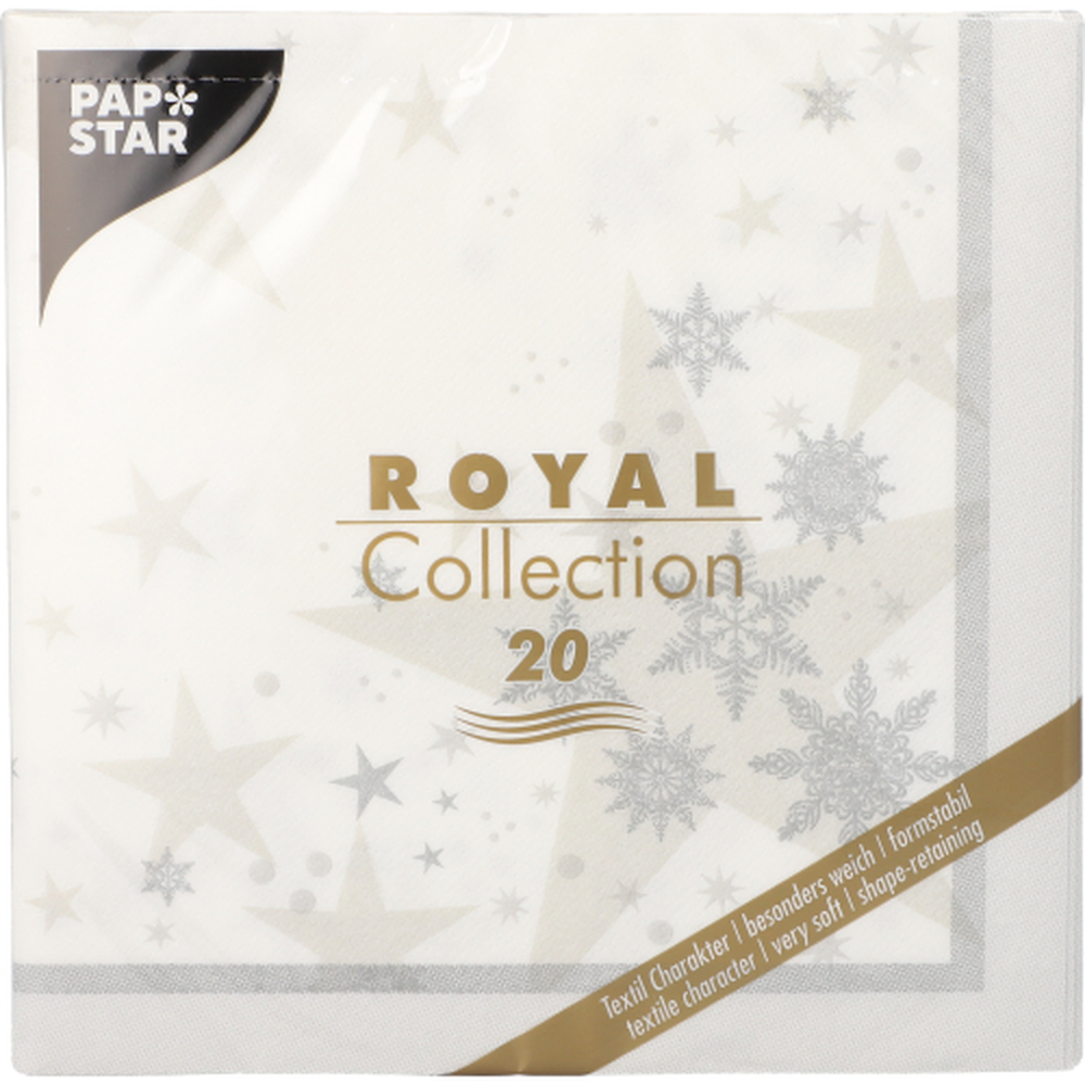 PAPSTAR Servietten ROYAL Collection 1/4-Falz 40 cm x 40 cm weiss Stars an