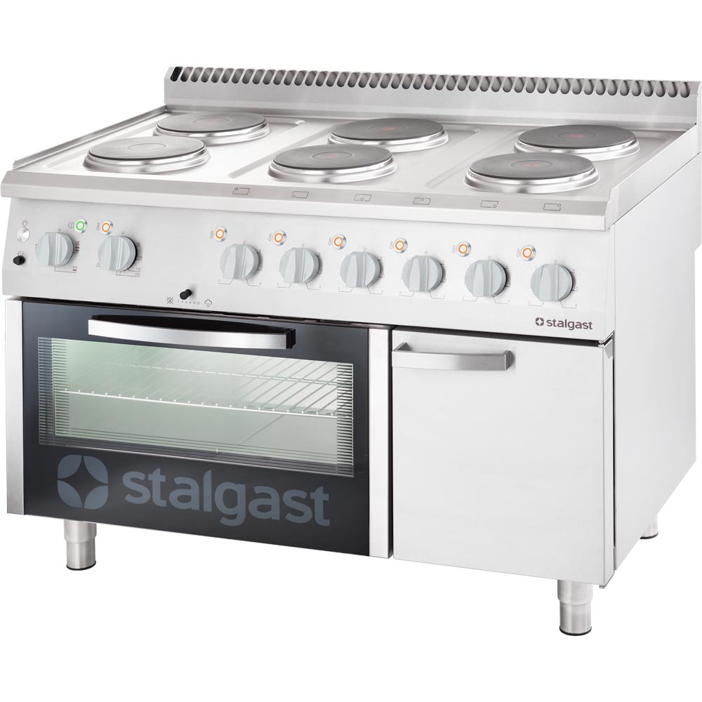 Stalgast Elektro-Herd mit 6 Kochplatten, Umluft-Backofen GN 1/1 und eintürigem U