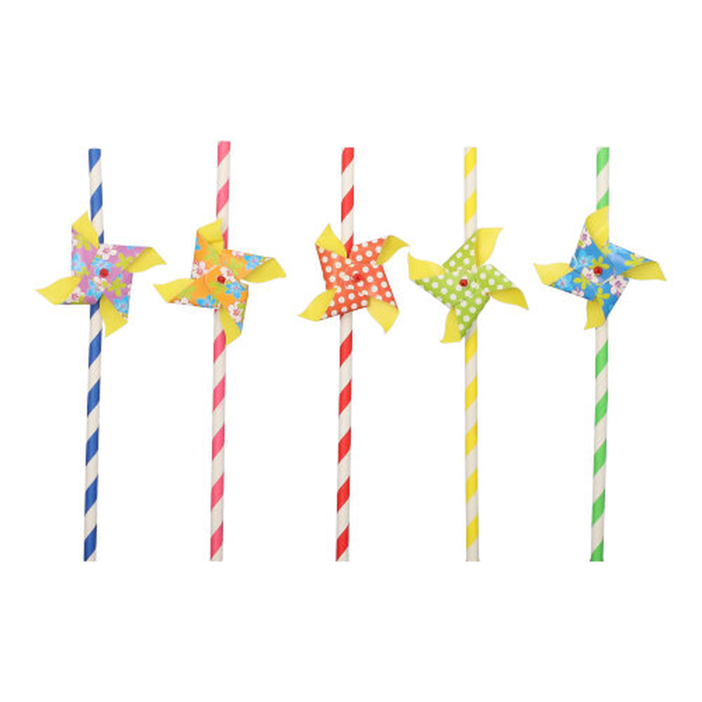 Papstar Trinkhalme, Papier Ø 6 mm · 20 cm farbig sortiert "Windmill"