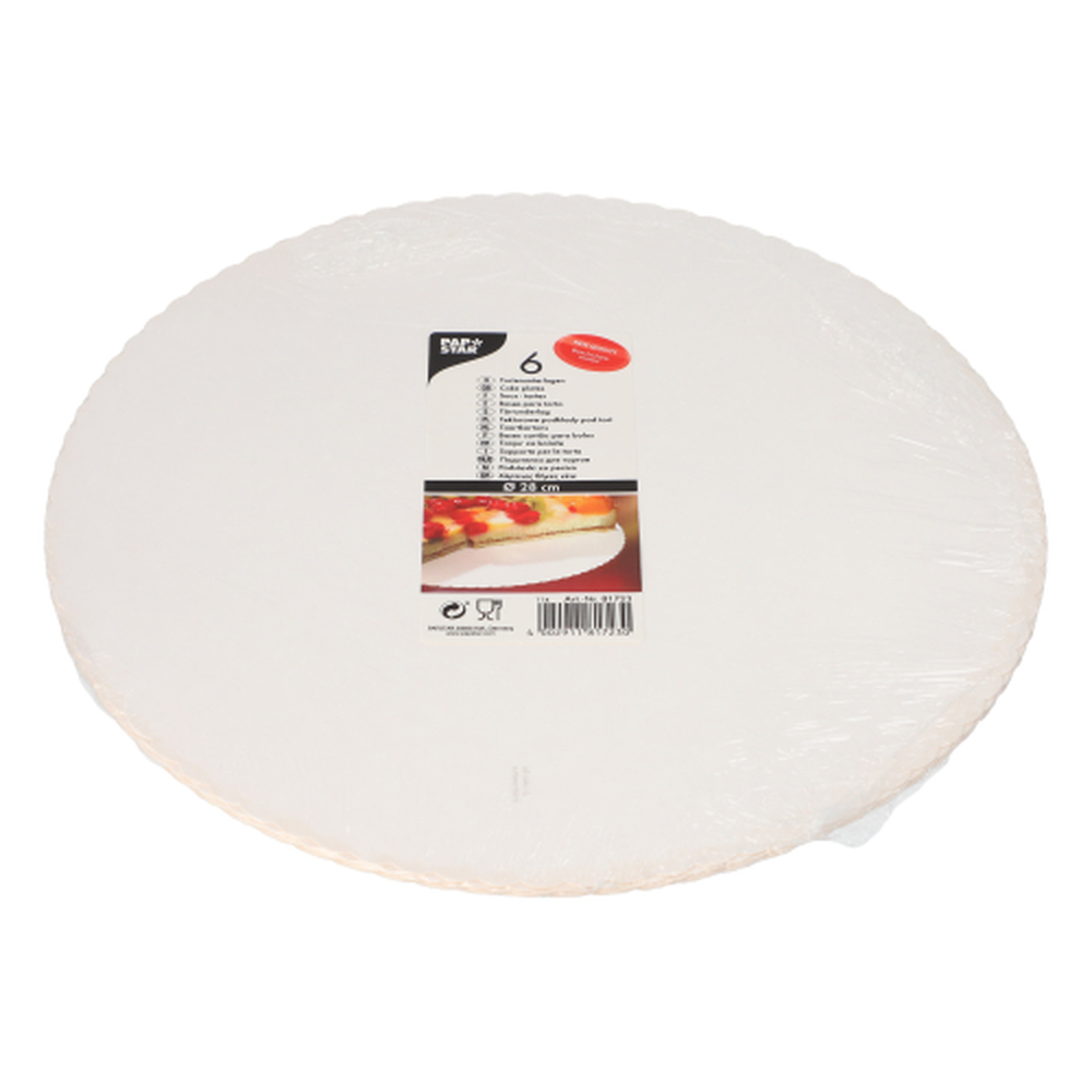 PAPSTAR Tortenunterlagen, Pappe rund Ø 28 cm weiss beschichtet, mit gezacktem
