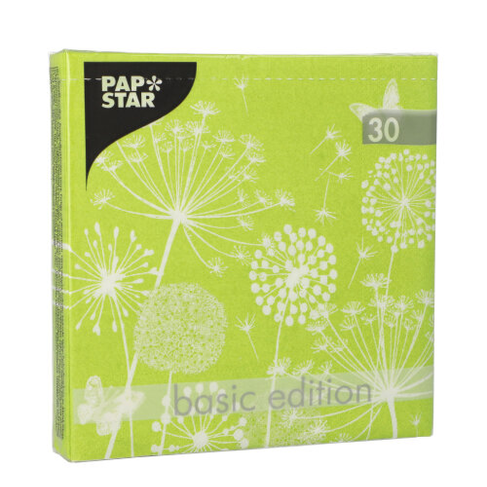 Papstar Servietten, 3-lagig 1/4-Falz 33 cm x 33 cm limonengrün "Meadow"