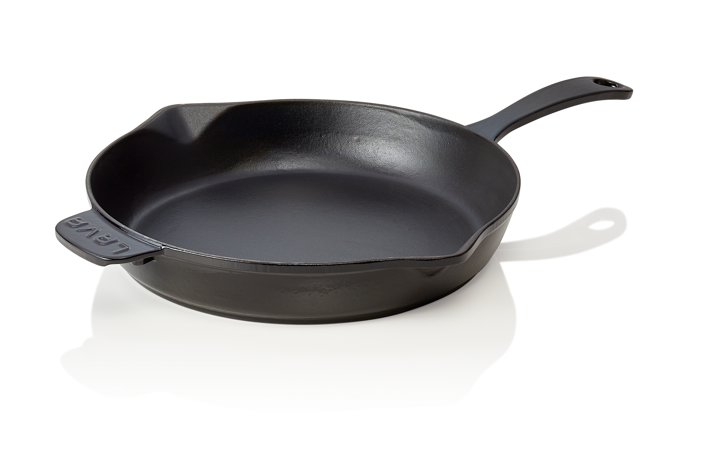 WAS Pfanne Ø oben 28,5 cm Höhe 5,3 cm Stiel 14 cm schwarz Gusseisen