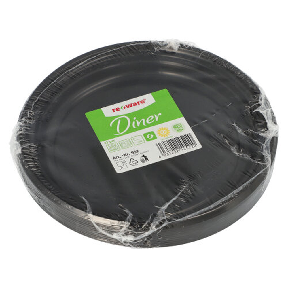 Papstar Mehrweg-Menü-Teller PP ungeteilt Ø 22 cm · 2,6 cm schwarz