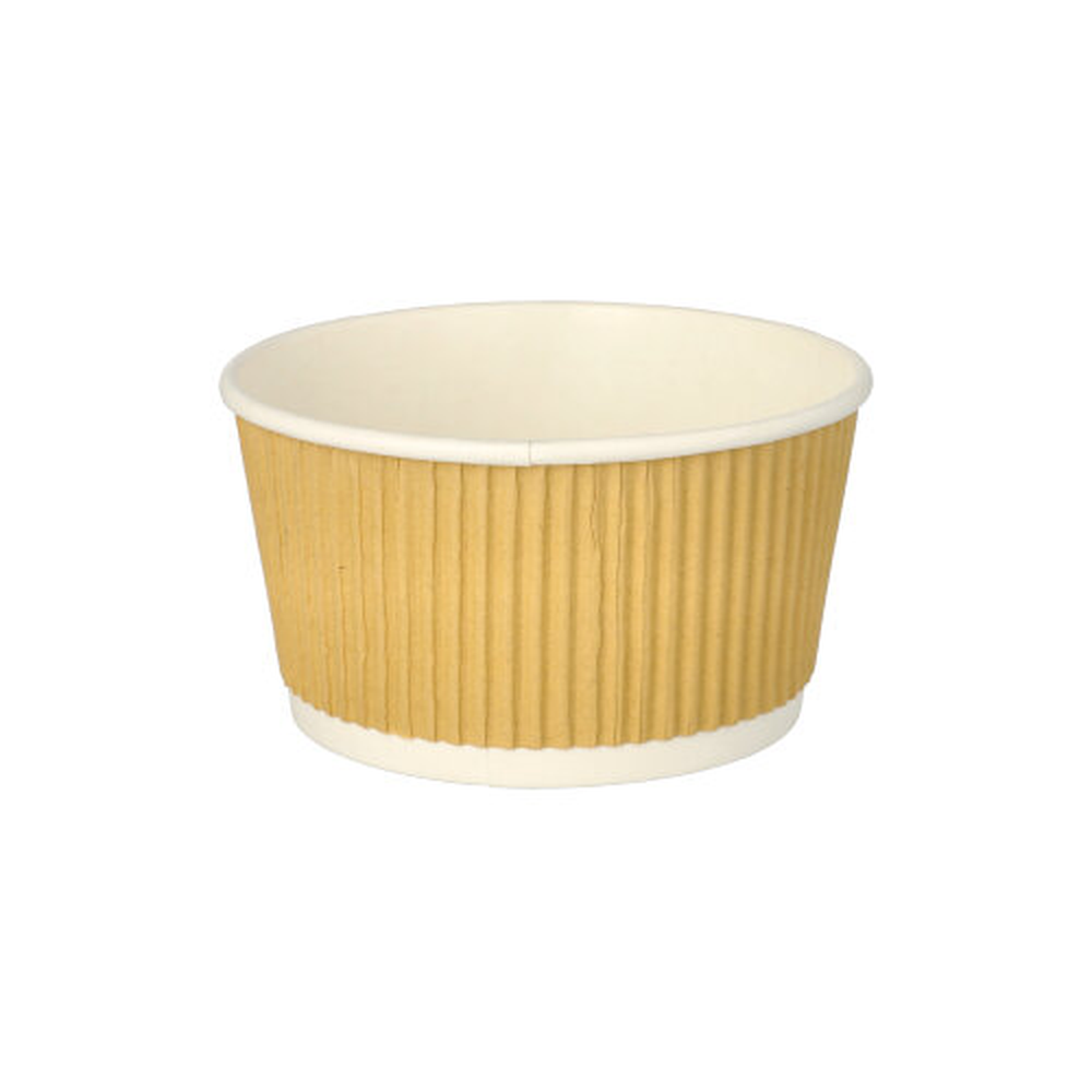Papstar Suppenbecher, Pappe rund 380 ml Ø 11 cm · 5,8 cm braun/weiss Ripple Wall
