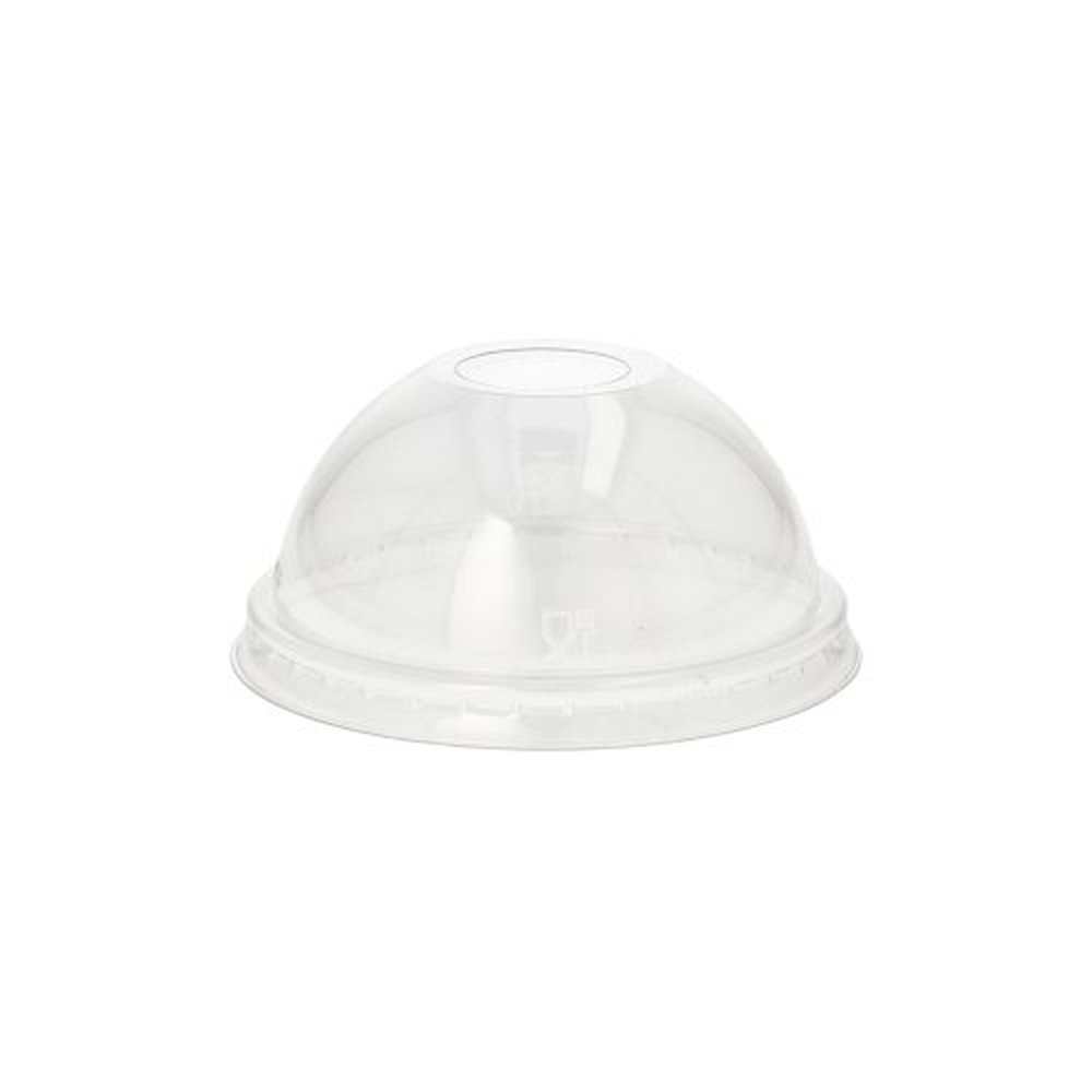 Papstar Dom-Deckel, PET rund Ø 9 cm · 4,5 cm glasklar mit Lochung
