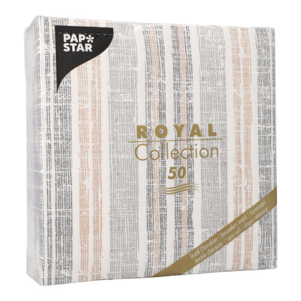 Papstar Servietten "ROYAL Collection" 1/4-Falz 40 cm x 40 cm grau "Stripes"