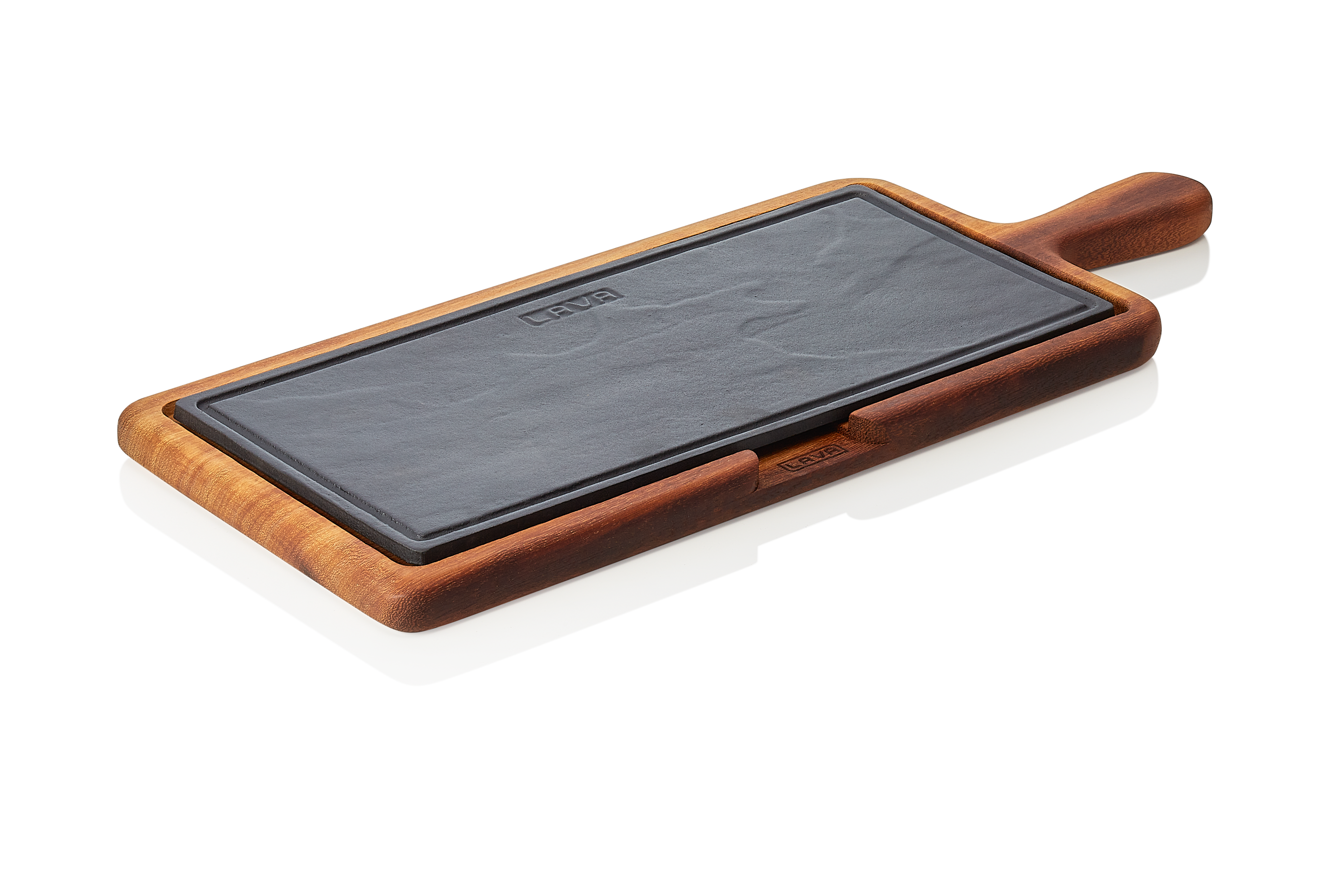 WAS Servierplatte Stiel 10,5 cm Holz/Gusseisen