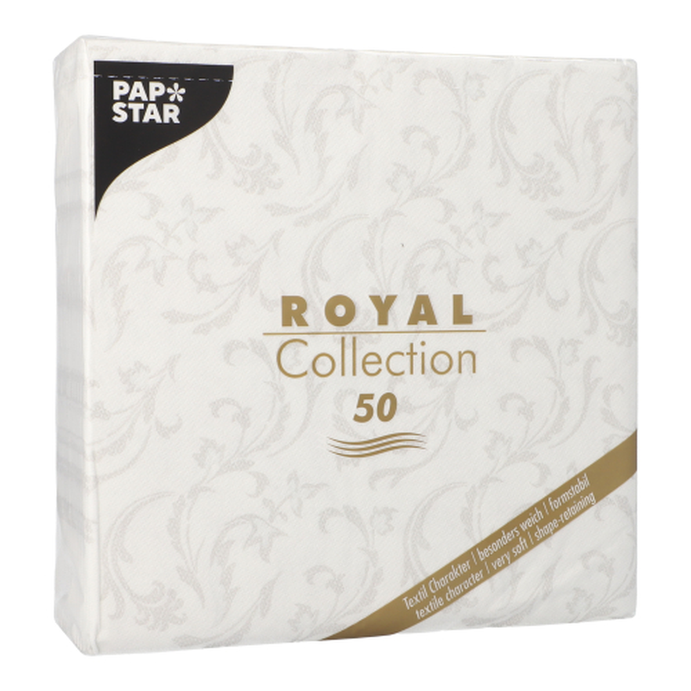 Papstar Servietten "ROYAL Collection" 1/4-Falz 40 cm x 40 cm weiss "Damascato"