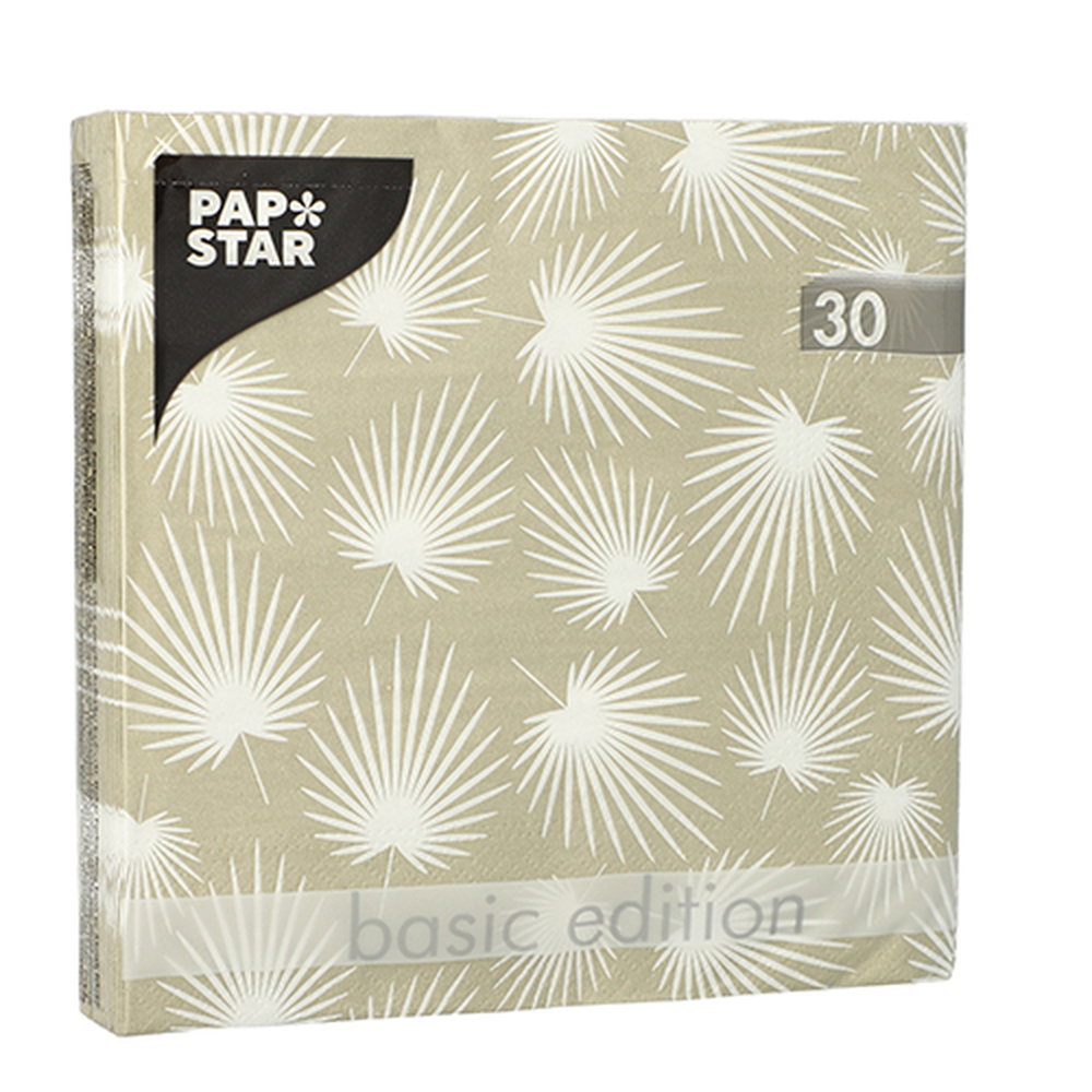 Papstar Servietten, 3-lagig 1/4-Falz 33 cm x 33 cm "White Leaves"