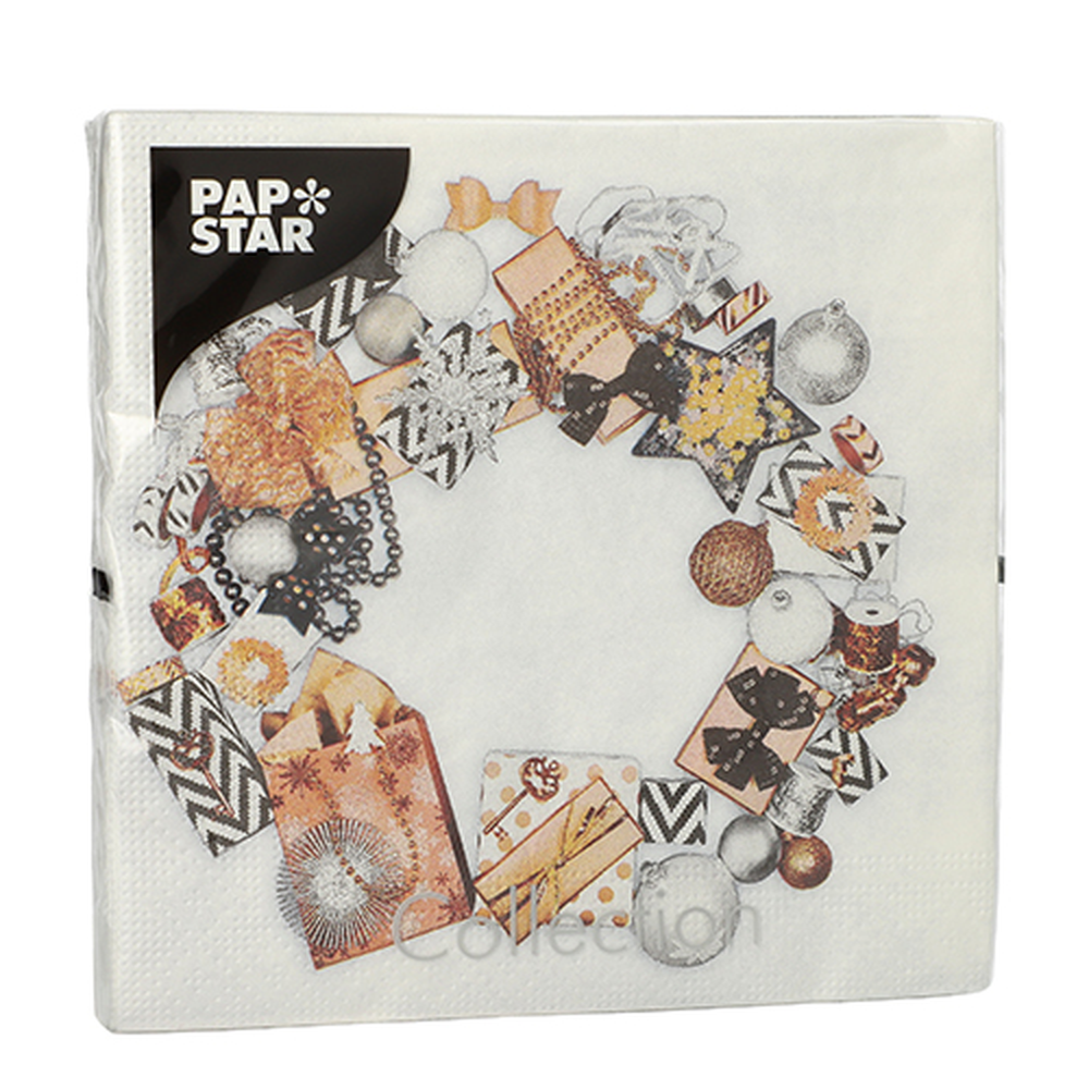 Papstar Servietten, 3-lagig 1/4-Falz 33 cm x 33 cm "Ambiance de Fete"