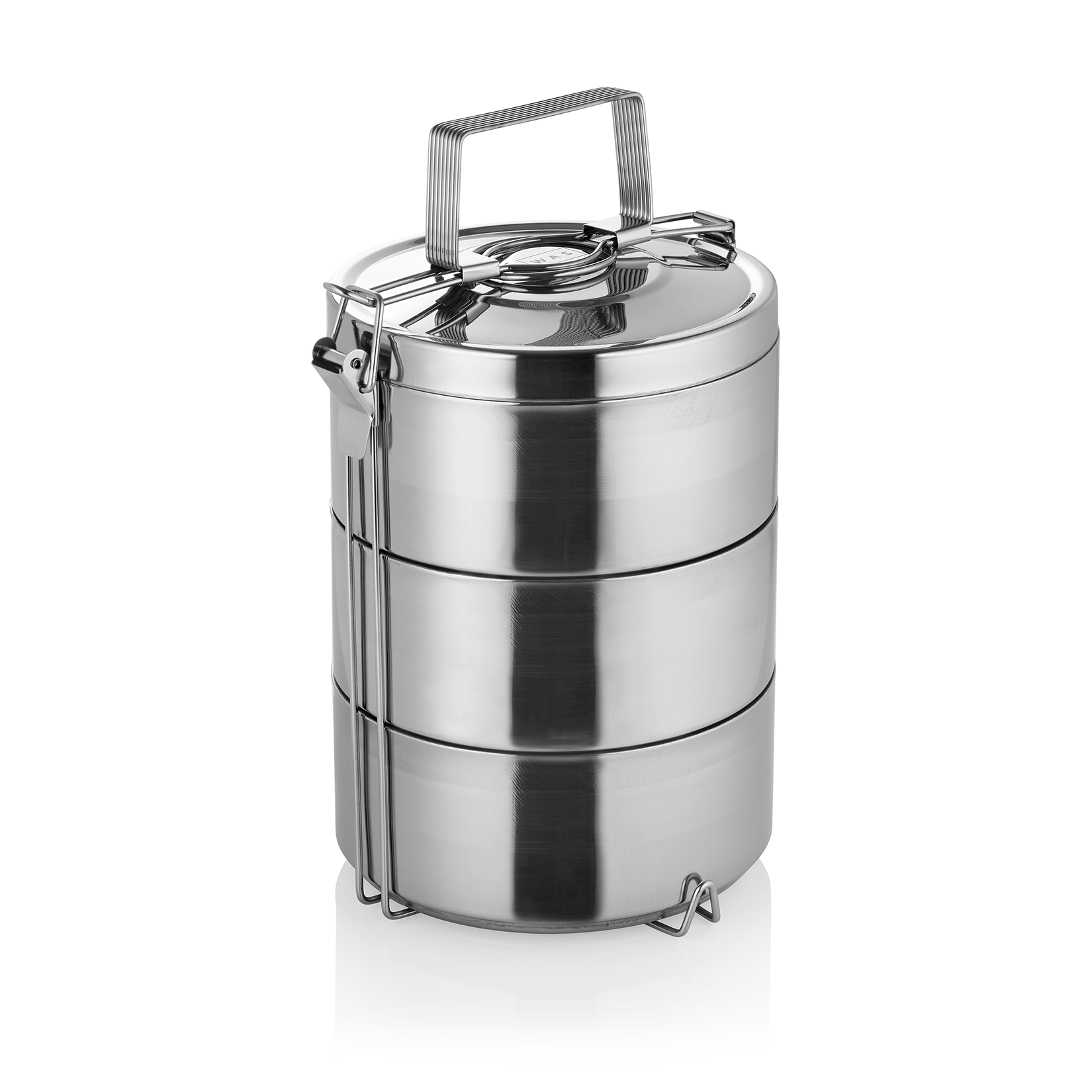 WAS Thermoetagentransportbehälter mit 3 Speiseeinsätzen á 0,9 ltr., Edelstahl