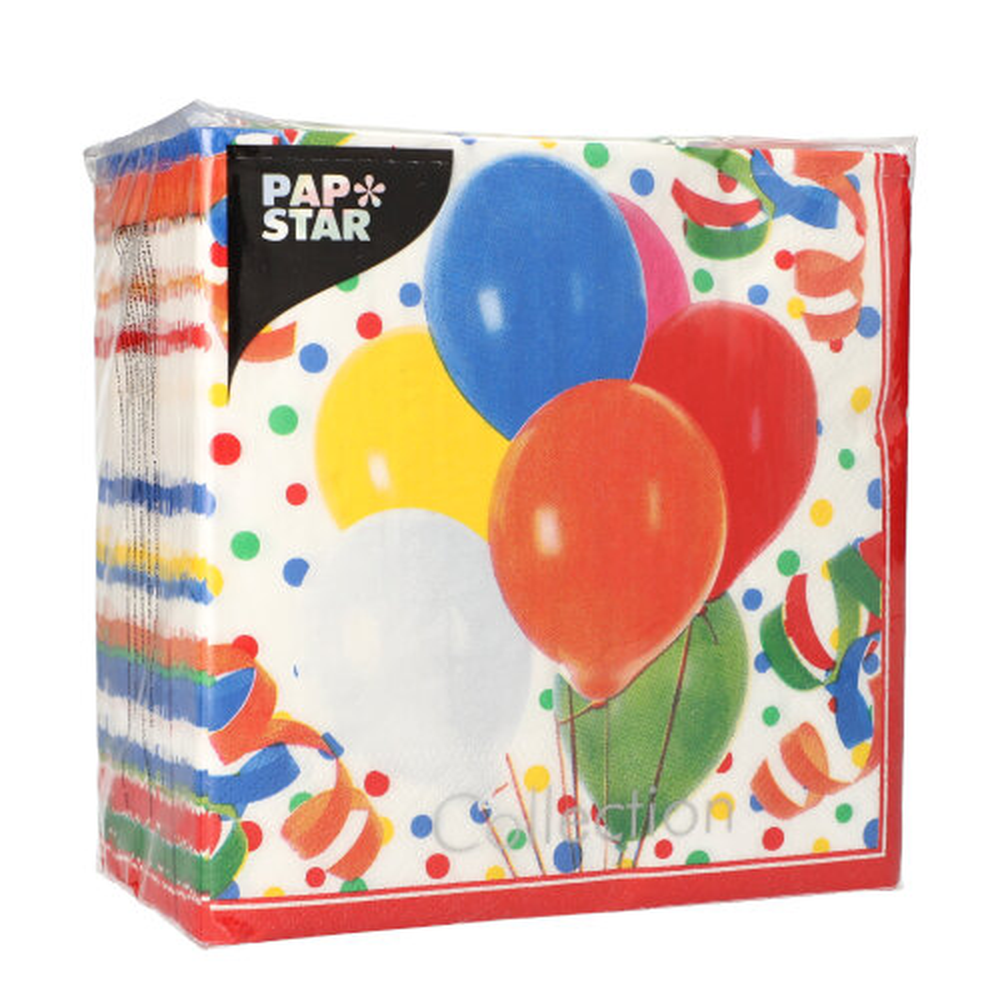 Papstar Servietten, 3-lagig 1/4-Falz 33 cm x 33 cm "Lucky Balloons"