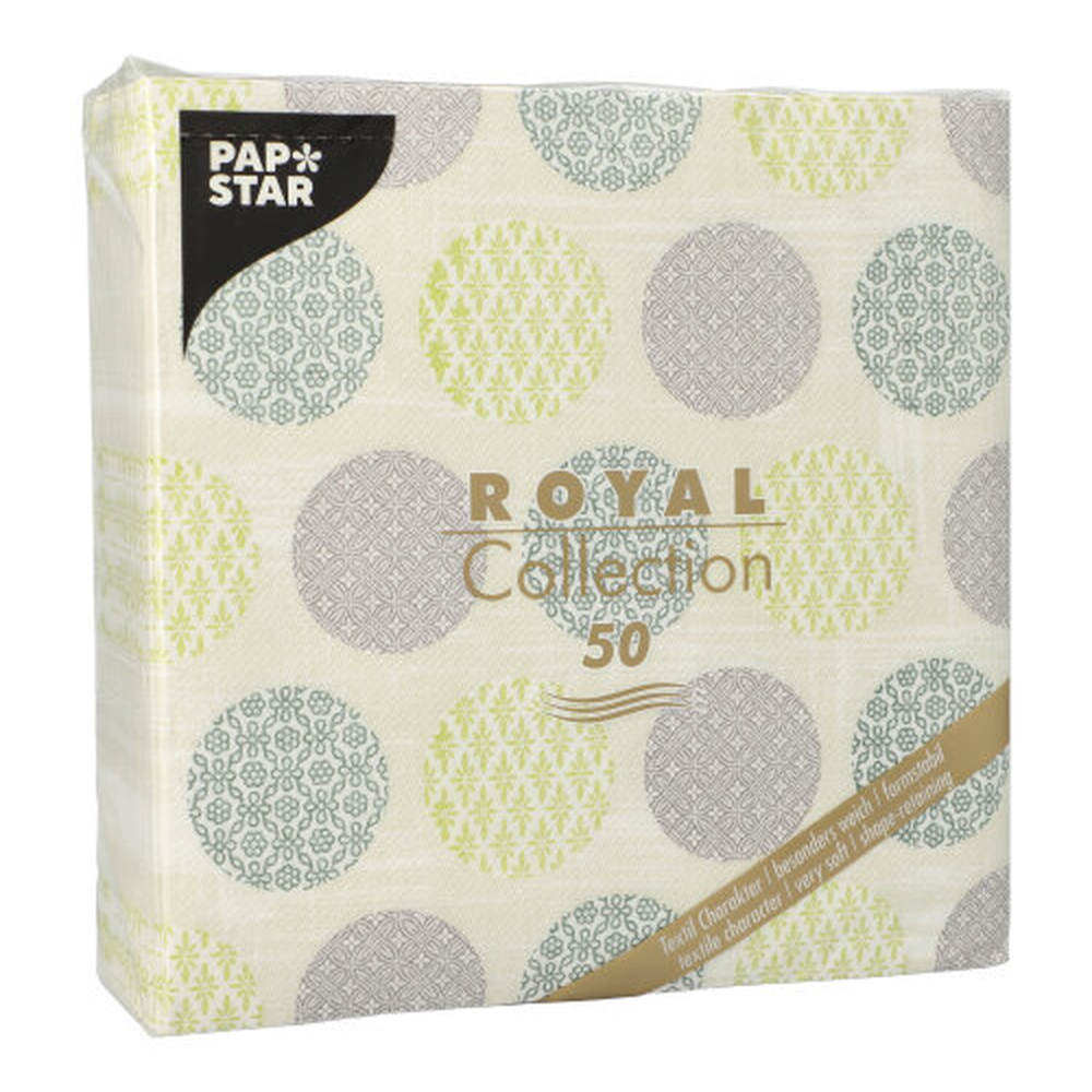 Papstar Servietten "ROYAL Collection" 1/4-Falz 40 cm x 40 cm dunkelgrün "Rococo"