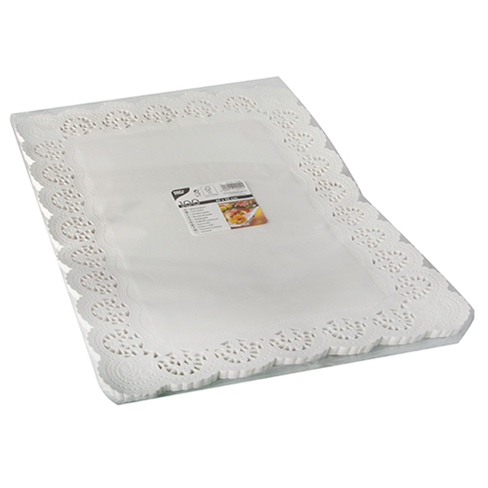 Papstar Spitzenpapiere eckig 45 cm x 32 cm weiss