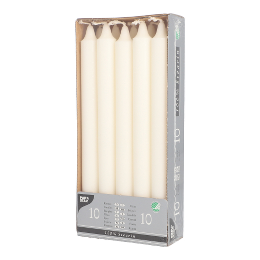 Papstar Kronkerzen Ø 2,2 cm · 24 cm weiss aus 100 % Stearin