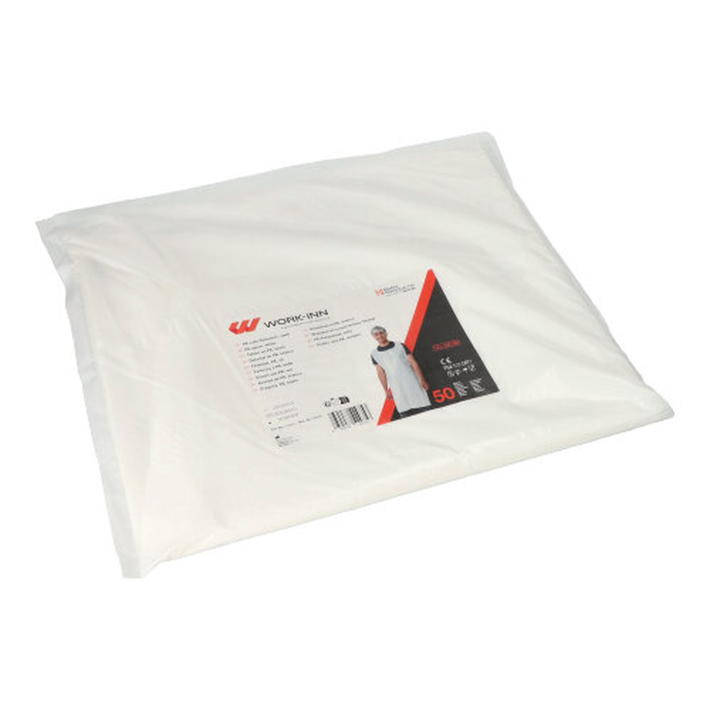 Papstar "WORK-INN/-PS" Latz-Schürzen, LDPE 130 cm x 75 cm weiss