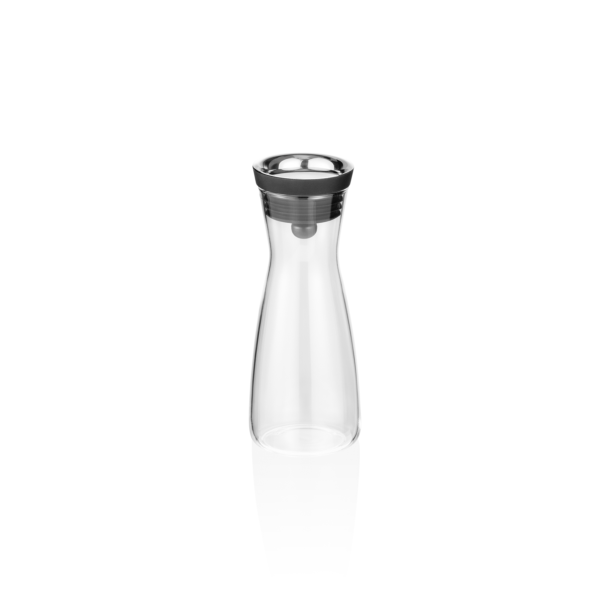 WAS Karaffe, 0,8 ltr., Ø 6,5 cm, Borosilikatglas, Edelstahl, Silikon