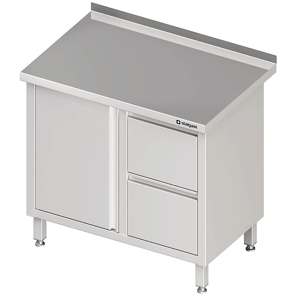 Stalgast Arbeitsschrank mit Flügeltür, 1000x600x850 mm, mit 2er Schubladenblock 