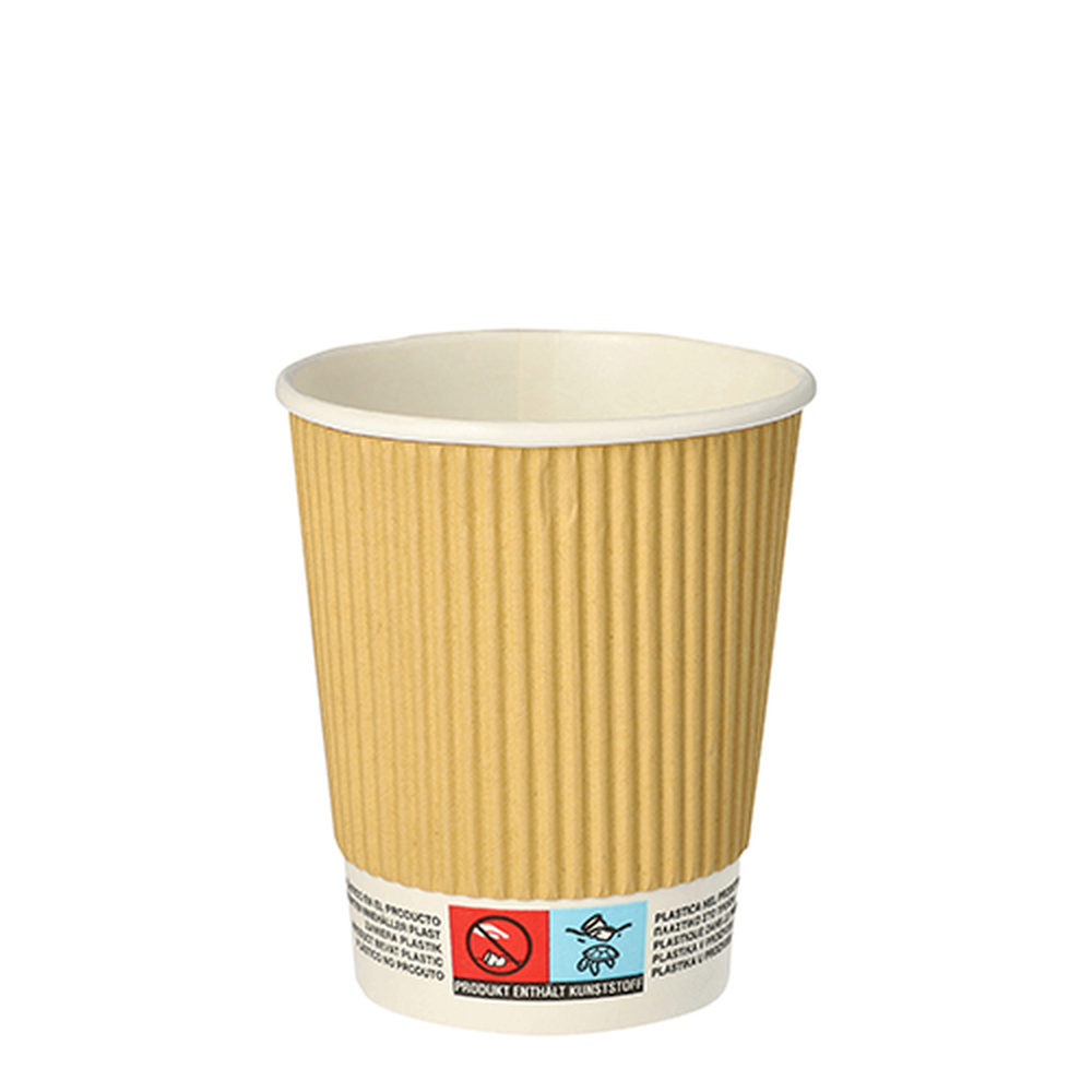 Papstar Trinkbecher, Pappe 0,2 l Ø 8 cm · 9 cm natur Ripple Wall