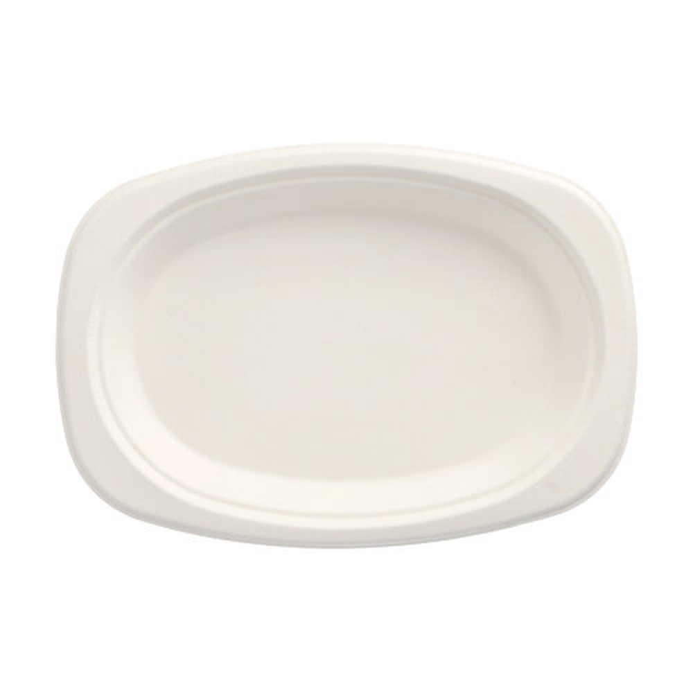 Papstar Teller, Zuckerrohr "pure" oval 23 cm x 16 cm x 2 cm weiss