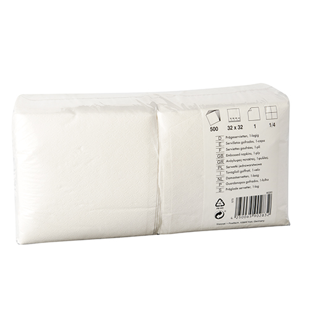 Papstar Servietten, 1-lagig 1/4-Falz 32 cm x 32 cm weiss