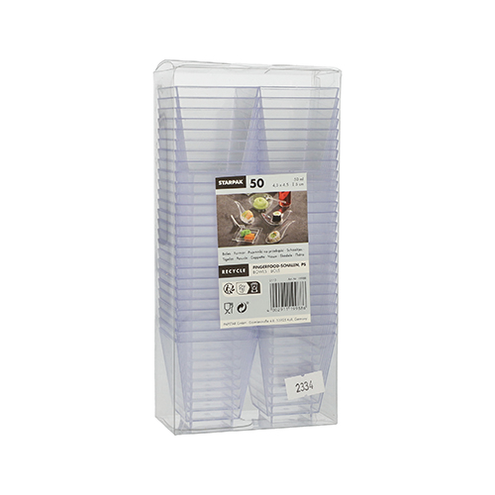 Papstar Fingerfood - Schalen, PS eckig 50 ml 5 cm x 4,5 cm x 4,5 cm glasklar
