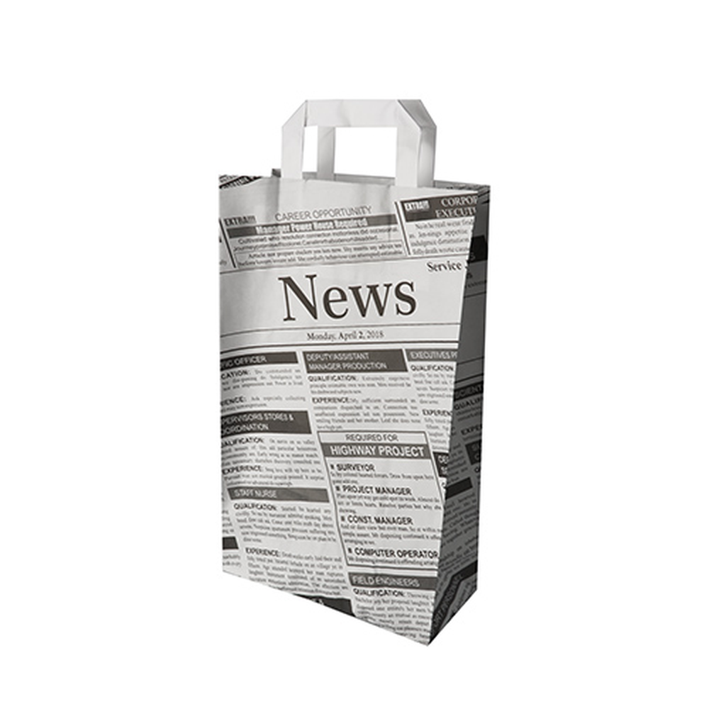 Papstar Tragetaschen, Papier 36 cm x 22 cm x 10 cm "Newsprint" mit Tragegriff