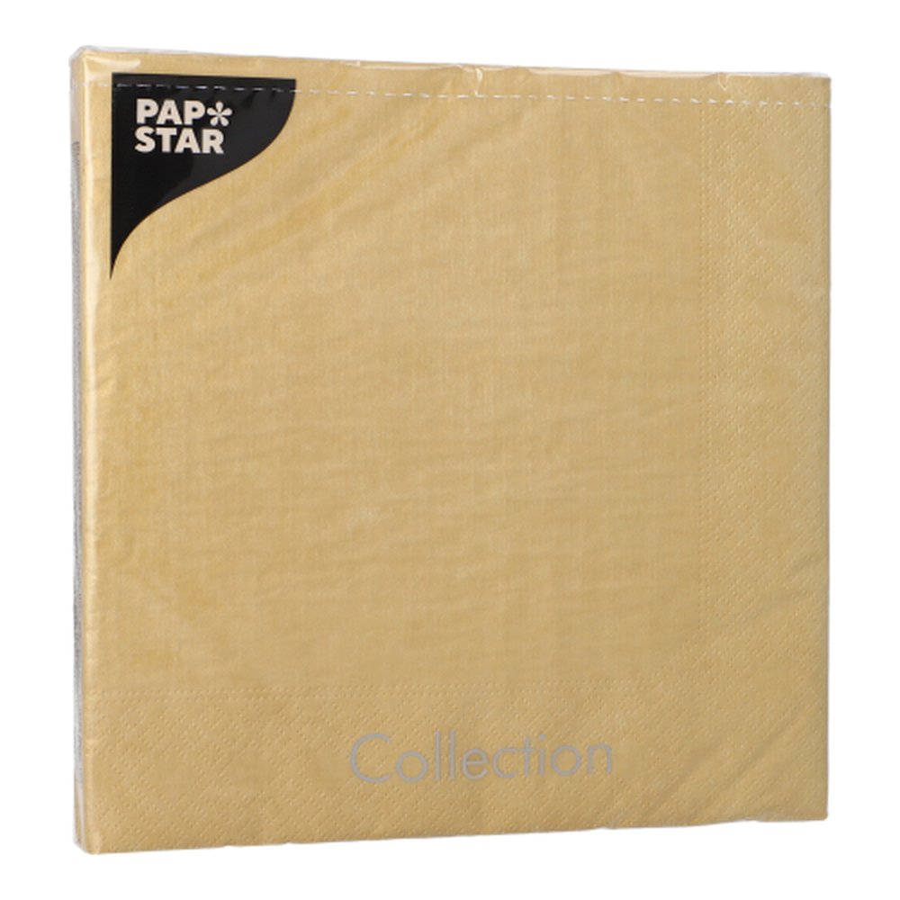 Papstar Servietten, 3-lagig 1/4-Falz 40 cm x 40 cm gold