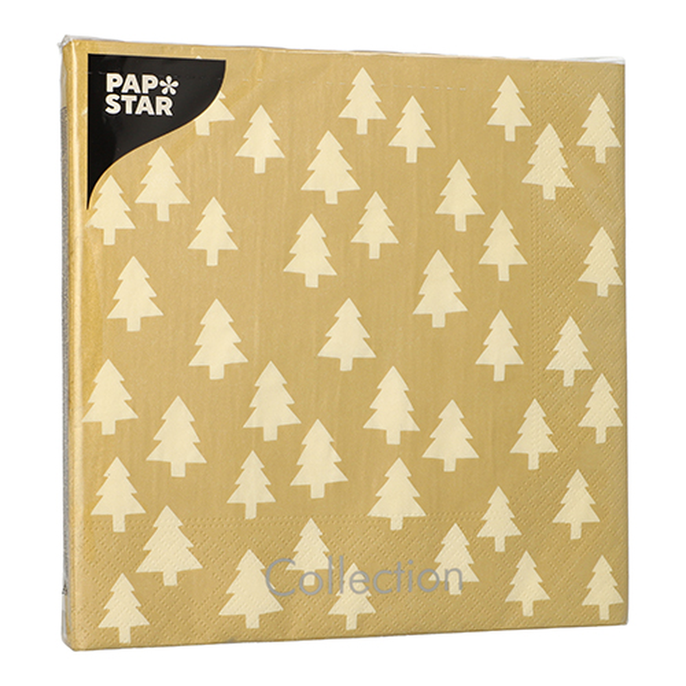 Papstar Servietten, 3-lagig 1/4-Falz 40 cm x 40 cm "Mini Sapins"