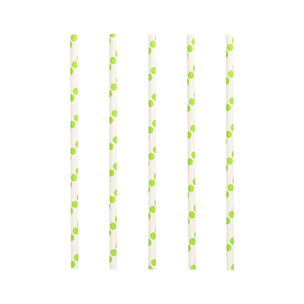 Papstar Trinkhalme, Papier Ø 6 mm · 20 cm "green Dots"