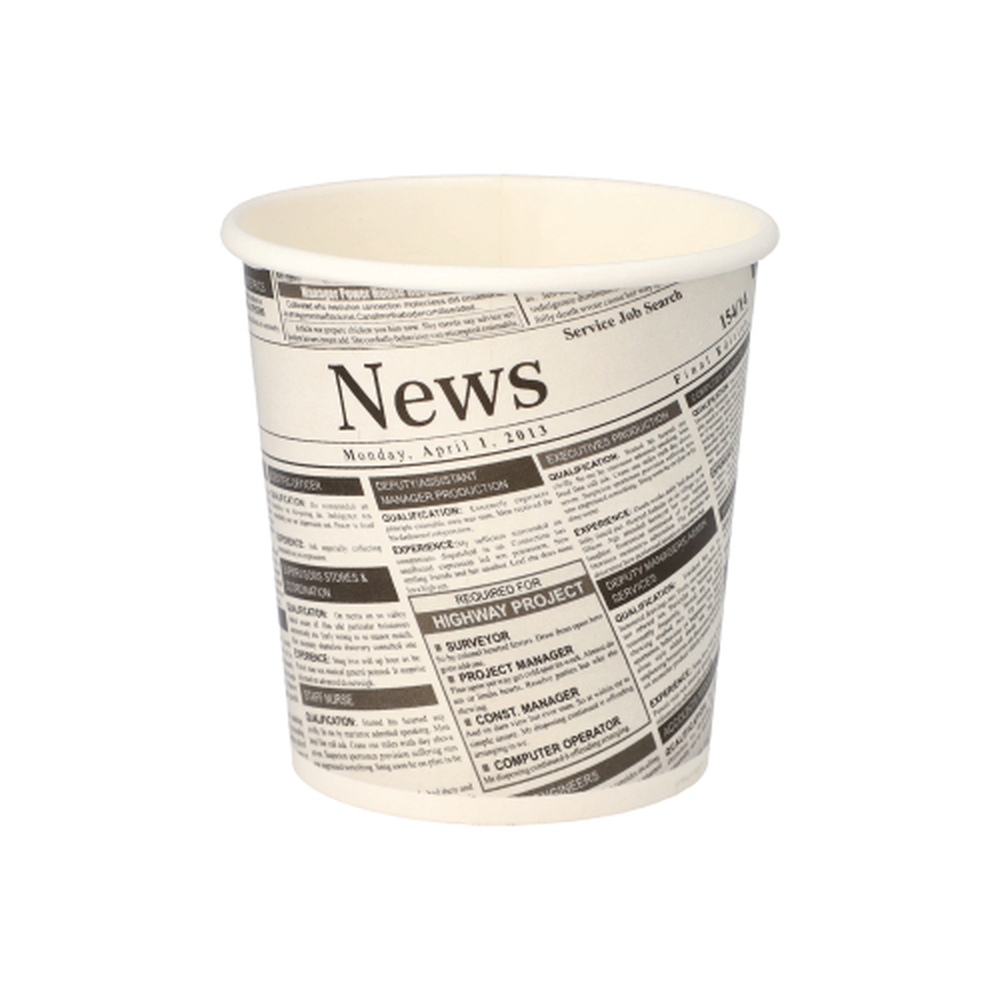 Papstar Snackbecher, Pappe "To Go" rund 470 ml Ø 9,9 cm · 9,9 cm "Newsprint"