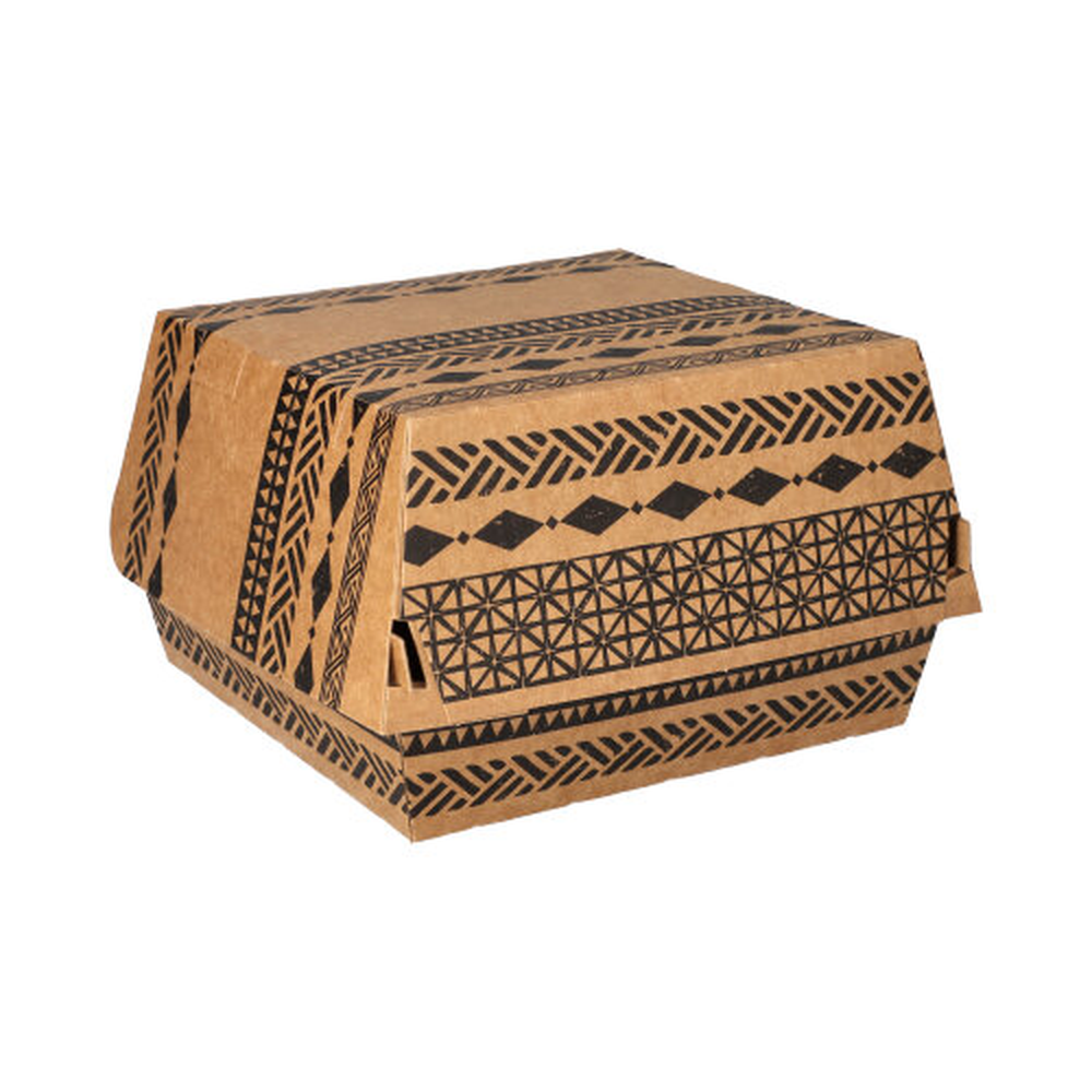 Papstar Burgerboxen, Pappe 7,8 cm x 11 cm x 11,5 cm braun "Maori" groß