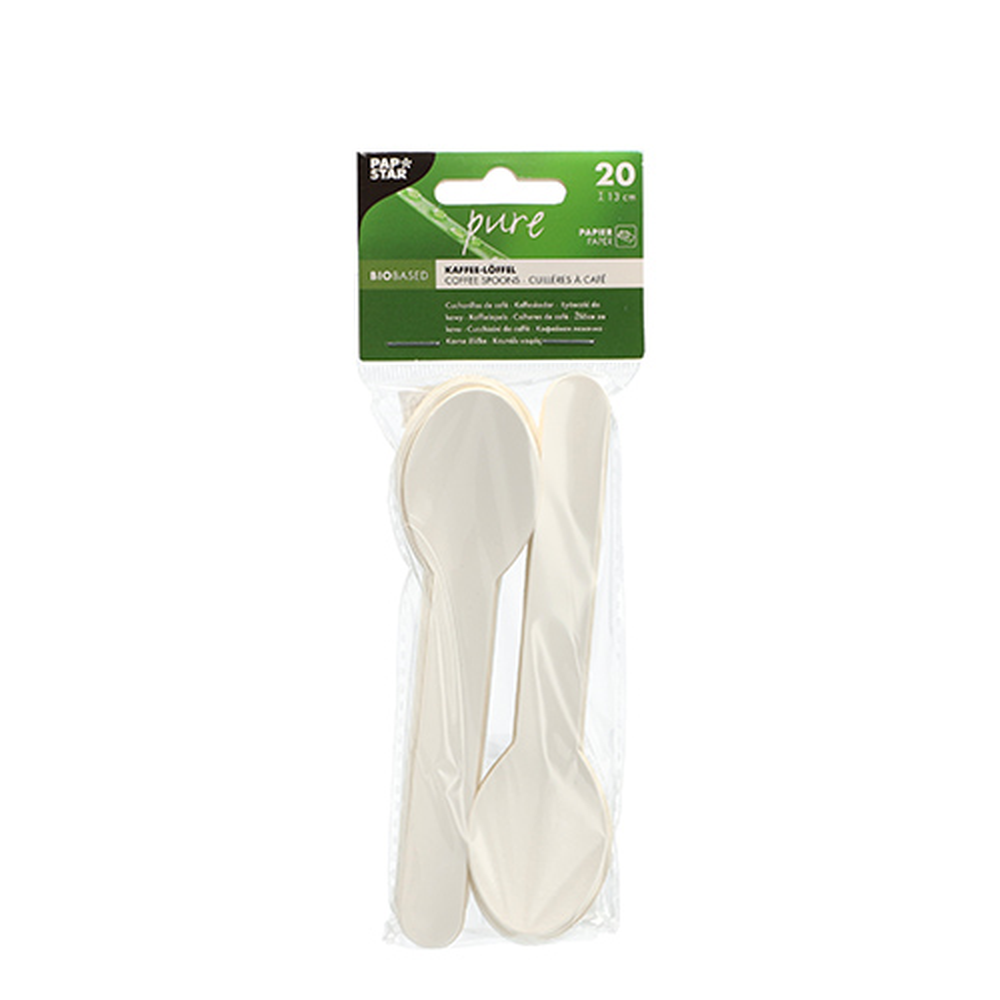 Papstar Kaffeelöffel, Papier "pure" 13 cm weiss