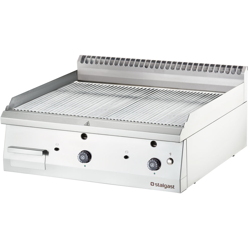 Stalgast Gas-Griddleplatte, verchromt als Tischgerät, Serie 700 ND - gerillt 800