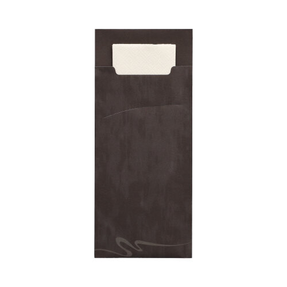 Papstar Bestecktaschen 20 cm x 8,5 cm schwarz inkl. weißer Serviette