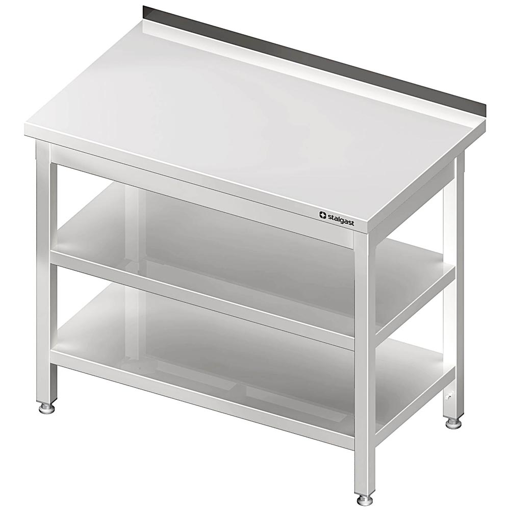 Stalgast Arbeitstisch mit Grund- und Zwischenboden, 1100x700x850 mm, mit Aufkant