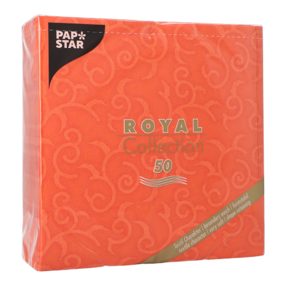 Papstar Servietten "ROYAL Collection" 1/4-Falz 40 cm x 40 cm nektarine "Casali"