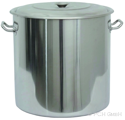WAS Abfallbehälter mit Deckel, Ø 42 cm, 47,5 ltr., Chromnickelstahl