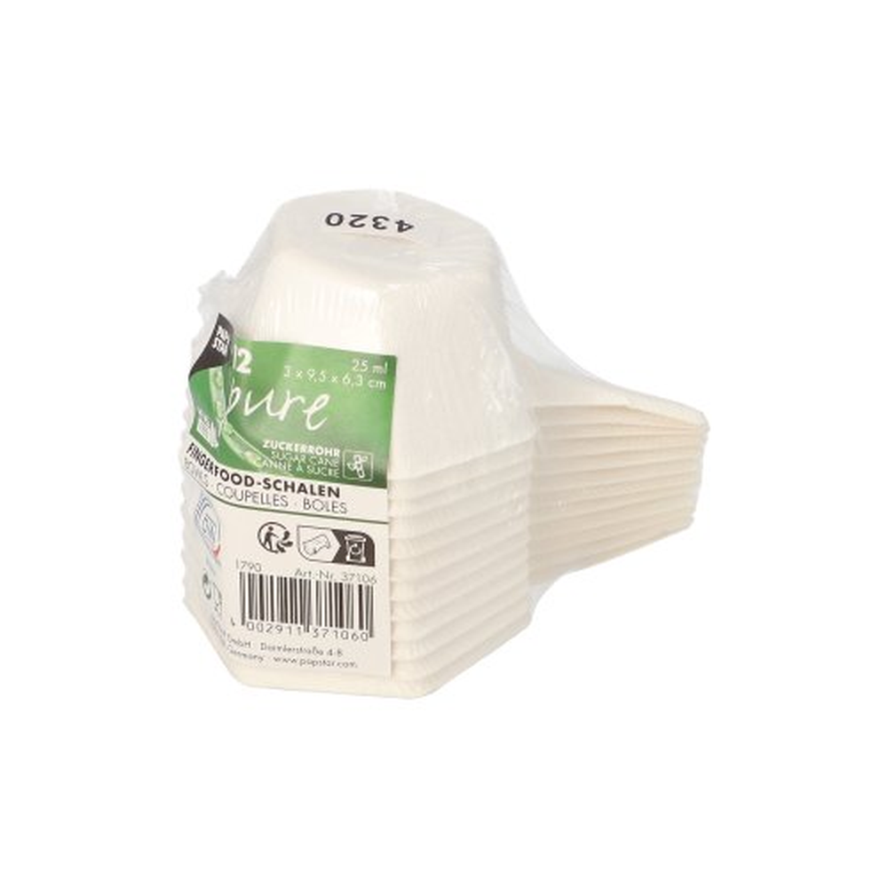 PAPSTAR Fingerfood - Schalen Zuckerrohr pure 25 ml 3 cm x 9,5 cm x 6,3 cm w