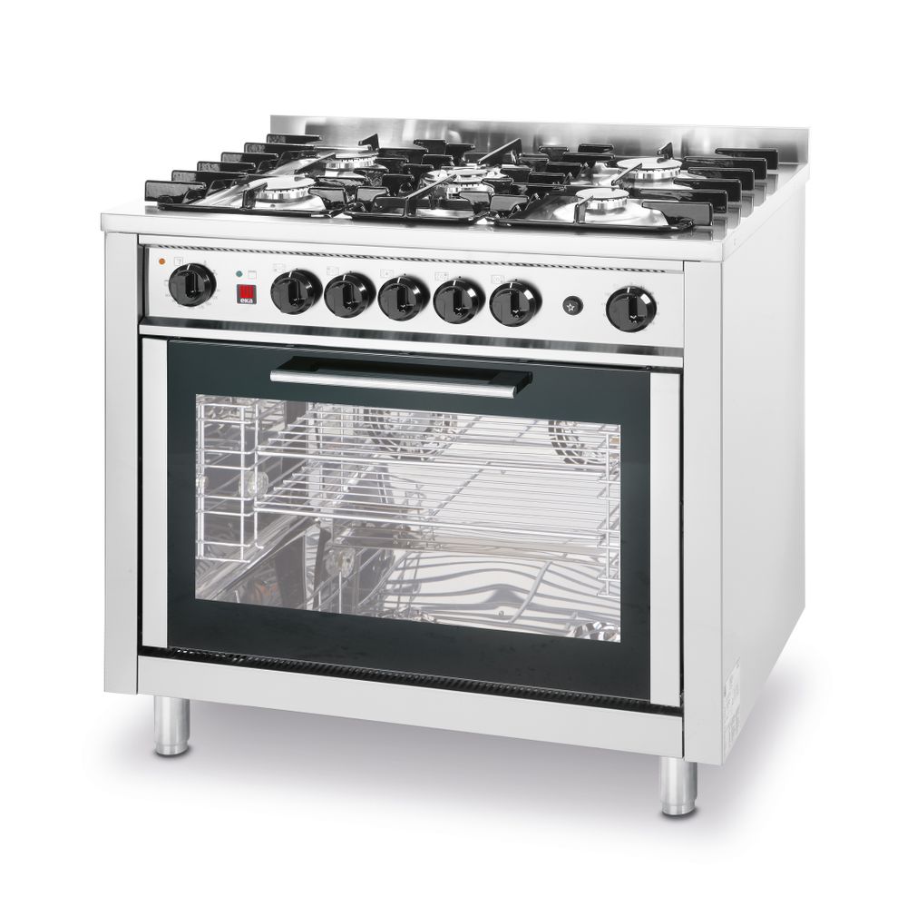 Hendi Gasherd - 5 Brenner mit Elektroofen, HENDI, Kitchen Line, Silber, 230V/290