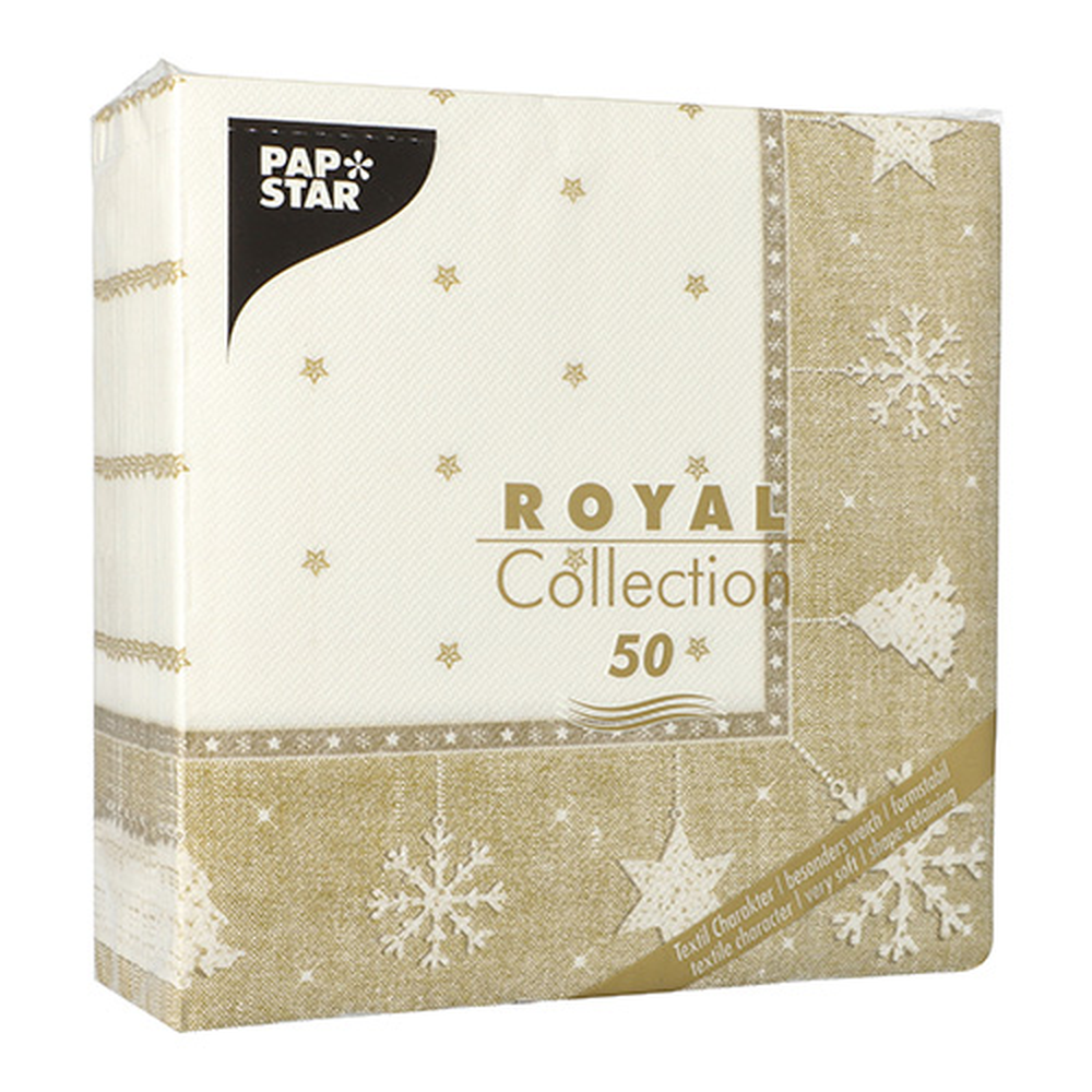 Papstar Servietten "ROYAL Collection" 1/4-Falz 40 cm x 40 cm gold "X-Mas"
