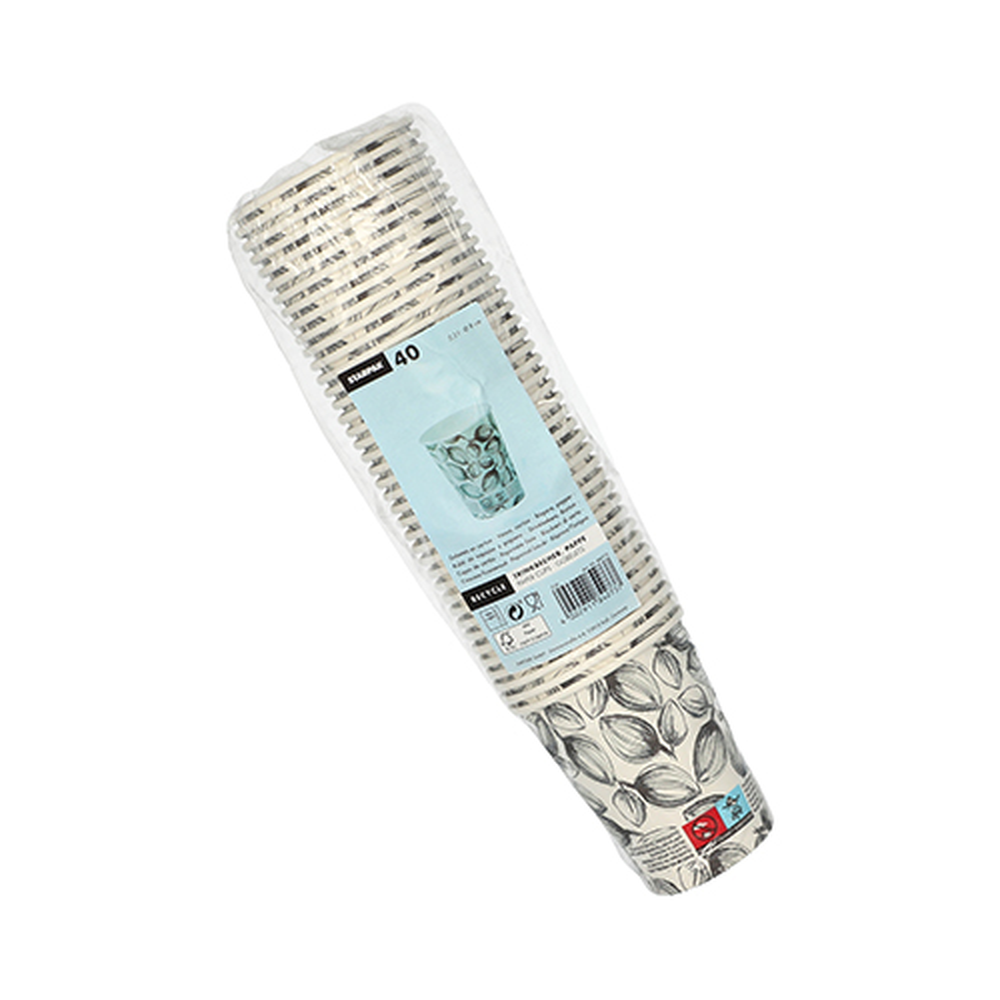 Papstar Trinkbecher, Pappe "To Go" 0,2 l Ø 8 cm · 9,1 cm weiss "Leaves"