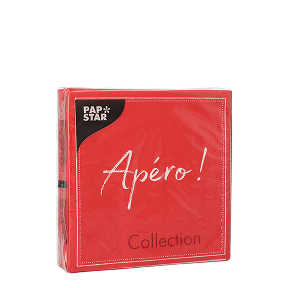 Papstar Servietten, 3-lagig 1/4-Falz 25 cm x 25 cm rot "Apero"
