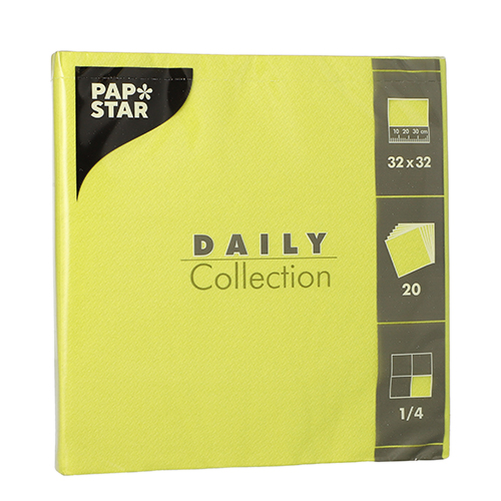 Papstar Servietten "DAILY Collection" 1/4-Falz 32 cm x 32 cm limonengrün