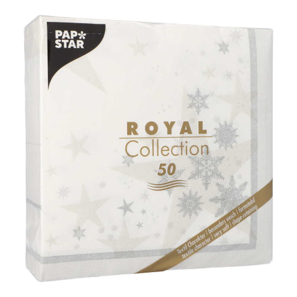 PAPSTAR Servietten ROYAL Collection 1/4-Falz 40 cm x 40 cm weiss Stars an