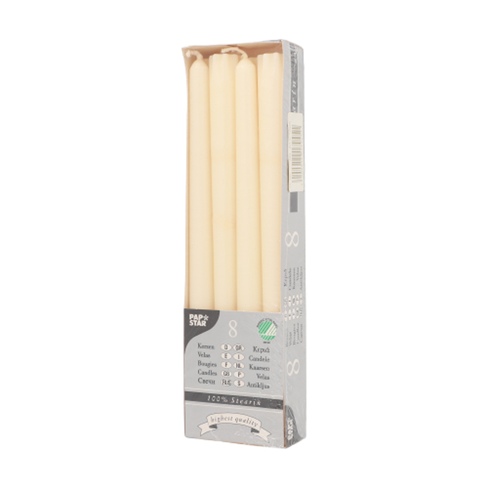 Papstar Leuchterkerzen Ø 2,2 cm · 25 cm creme aus 100 % Stearin