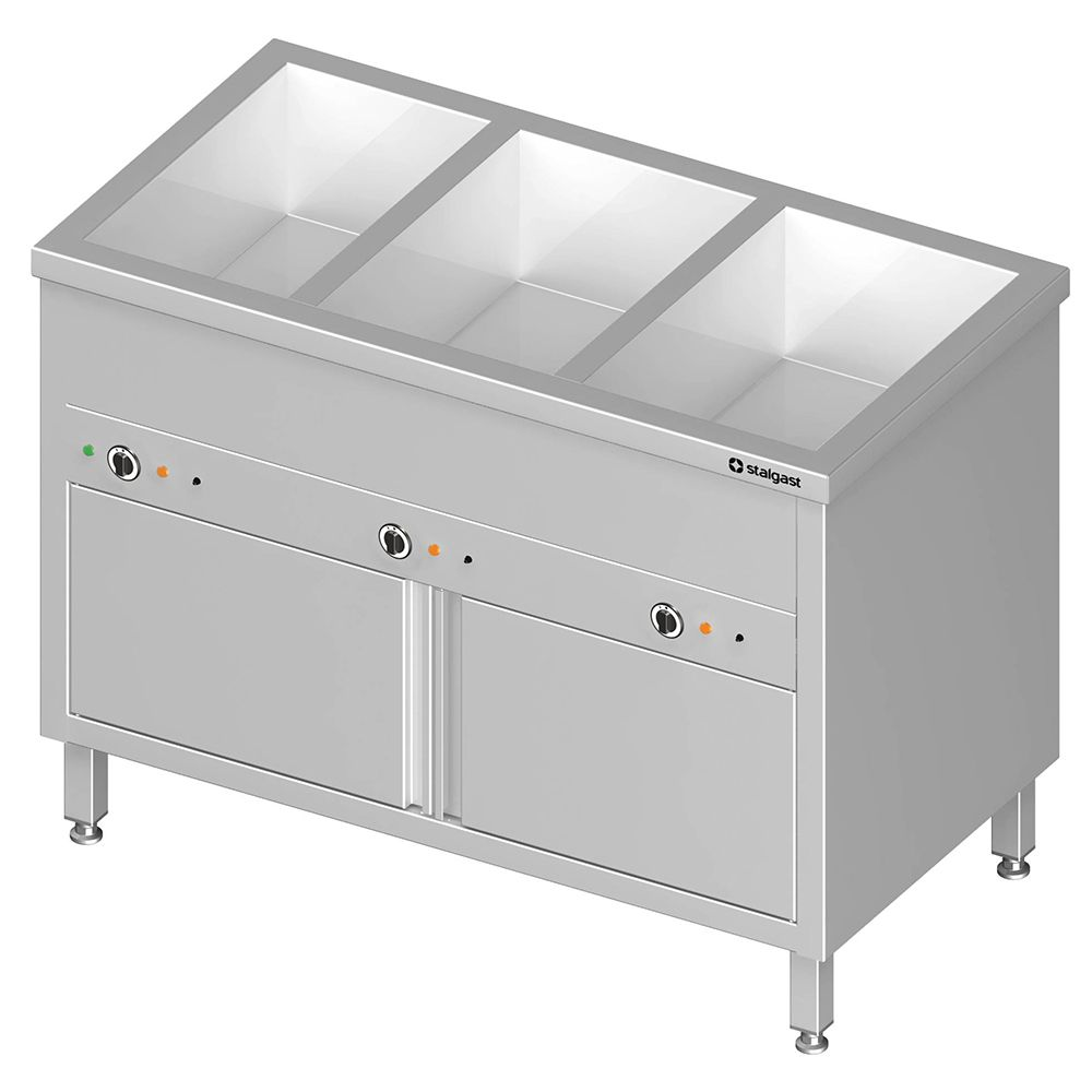 Stalgast Bain-Marie Standgerät mit geschlossenem Unterbau und separaten Becken, 