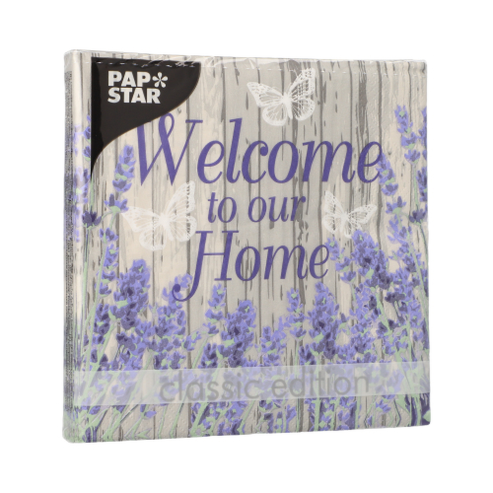 Papstar Servietten, 3-lagig 1/4-Falz 33 cm x 33 cm "Welcome"